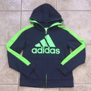 adidas Boys Full Zip Fleece Lined Hooded Sweatshirt Jacket